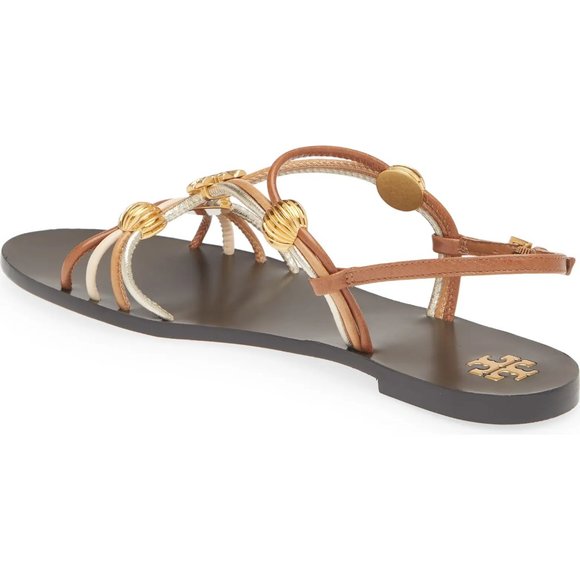 Tory Burch $328 NIB CAPRI MULTI STRAP SANDAL MOCHA / TOASTED BARK / GOLD Brown - Picture 11 of 12